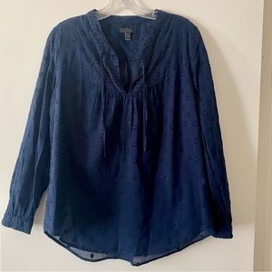J.Crew Cotton Embroidered Peasant Top, Size 10